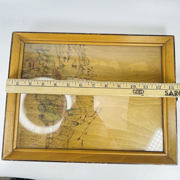 VTG Folk Art Colored Pyrography Signed Braune Mountain Scene 13x10 Wood Burning - Picture 5 of 6